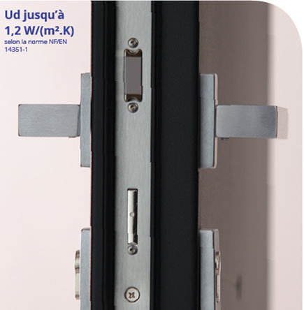 modif-nf-porte-alu-barillet vue du barillet de la porte alu de profil